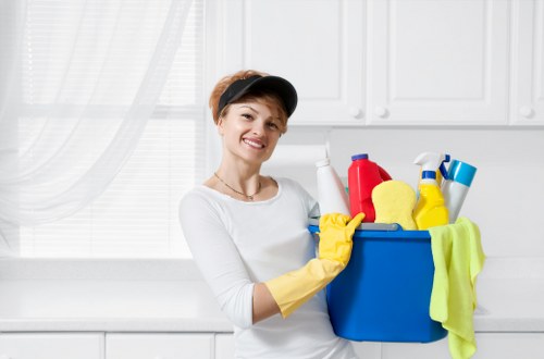 Local cleaning team working in a Brixton apartment building